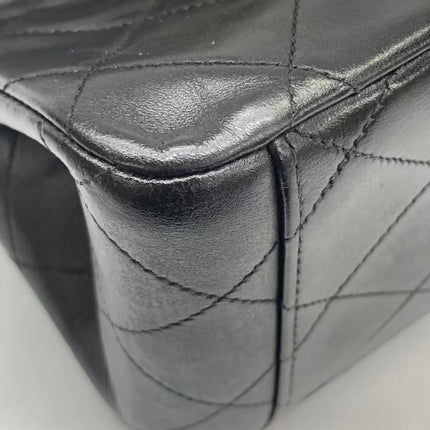 Vendu : Chanel Classic Flap Grand modèle, Agneau noir, vintage 1994, logo Mega CC plaqué or 24 carats