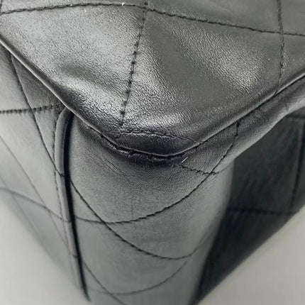 Vendu : Chanel Classic Flap Grand modèle, Agneau noir, vintage 1994, logo Mega CC plaqué or 24 carats