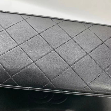 Vendu : Chanel Classic Flap Grand modèle, Agneau noir, vintage 1994, logo Mega CC plaqué or 24 carats