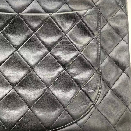 Vendu : Chanel Classic Flap Grand modèle, Agneau noir, vintage 1994, logo Mega CC plaqué or 24 carats