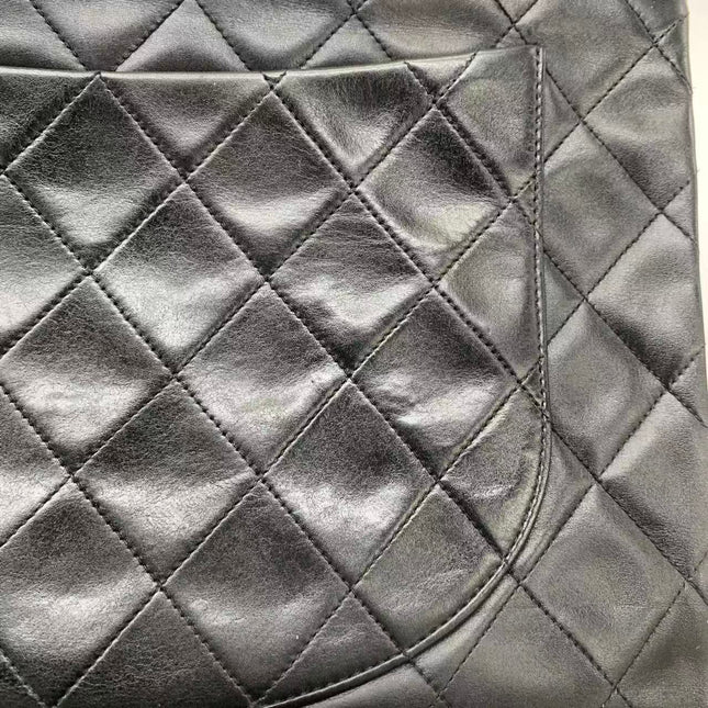 Chanel Classic Flap Large 1994 Vintage Black Lambskin Leather 24k Gold Plated Mega CC Logo