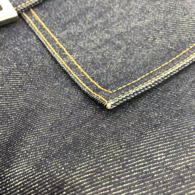FENDI Mamma Baguette Navy Blue Denim Brown Leather Shoulder Bag