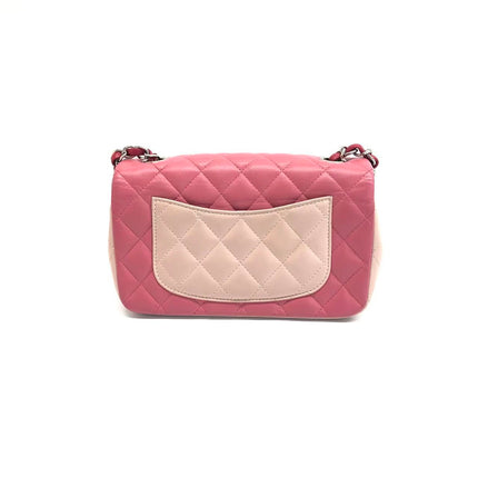 Chanel Classic Flap Rectangular Mini Tricolor Pink Lambskin Silver Charms Hardware