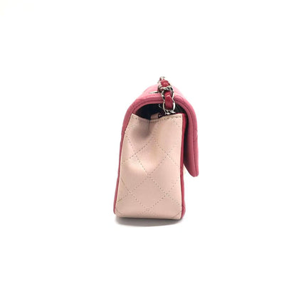 Chanel Classic Flap Rectangular Mini Tricolor Pink Lambskin Silver Charms Hardware