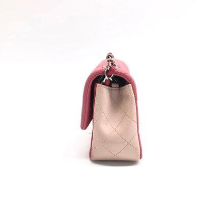 Chanel Classic Flap Rectangular Mini Tricolor Pink Lambskin Silver Charms Hardware