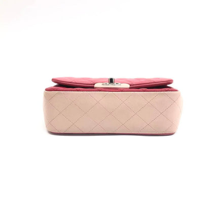 Chanel Classic Flap Rectangular Mini Tricolor Pink Lambskin Silver Charms Hardware