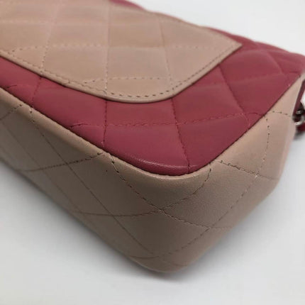Chanel Classic Flap Rectangular Mini Tricolor Pink Lambskin Silver Charms Hardware