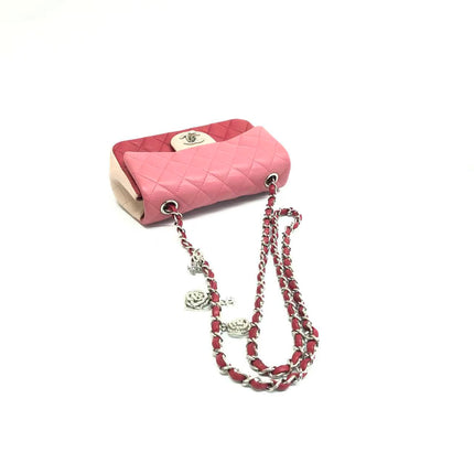 Chanel Classic Flap Rectangular Mini Tricolor Pink Lambskin Silver Charms Hardware