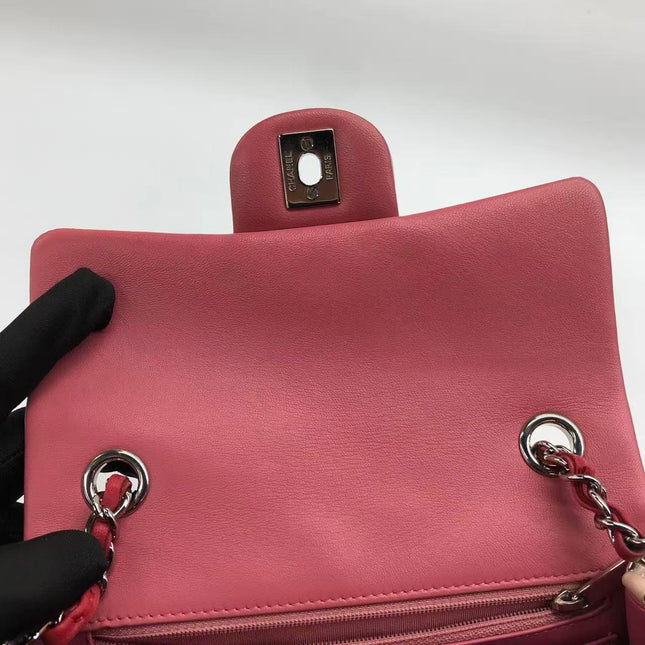 Chanel Classic Flap Rectangular Mini Tricolor Pink Lambskin Silver Charms Hardware