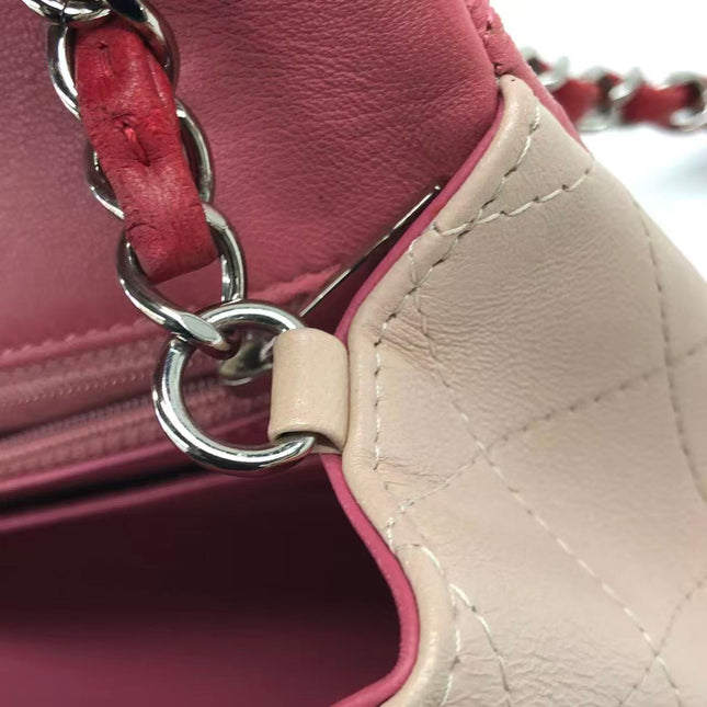 Chanel Classic Flap Rectangular Mini Tricolor Pink Lambskin Silver Charms Hardware