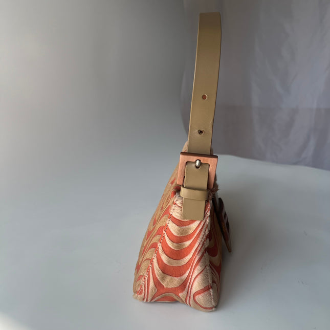 Fendi Baguette Vintage Poils de Poney Rose Corail Imprimé Animal