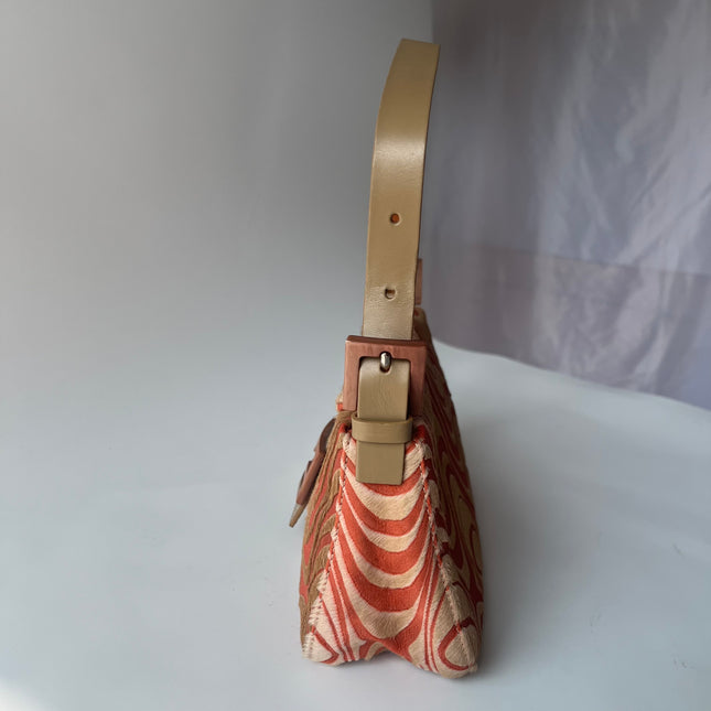 Fendi Baguette Vintage Poils de Poney Rose Corail Imprimé Animal