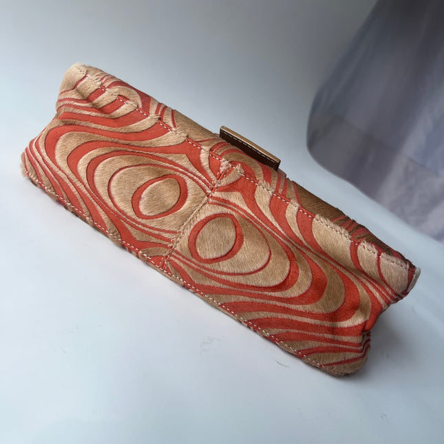 Fendi Baguette Vintage Poils de Poney Rose Corail Imprimé Animal
