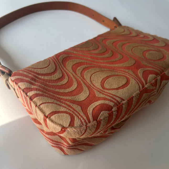 Fendi Baguette Vintage Poils de Poney Rose Corail Imprimé Animal