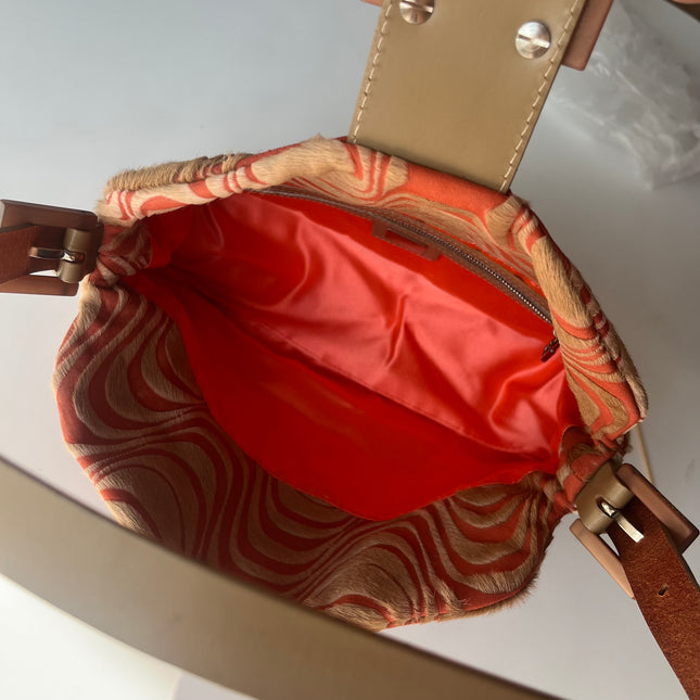 Fendi Baguette Vintage Poils de Poney Rose Corail Imprimé Animal
