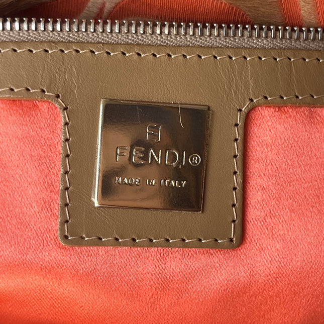 Fendi Baguette Vintage Poils de Poney Rose Corail Imprimé Animal