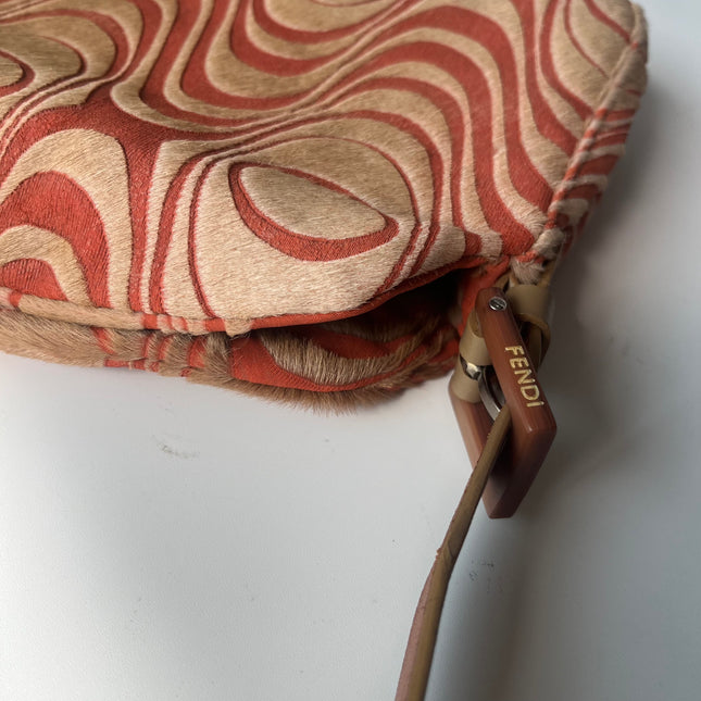 Fendi Baguette Vintage Poils de Poney Rose Corail Imprimé Animal