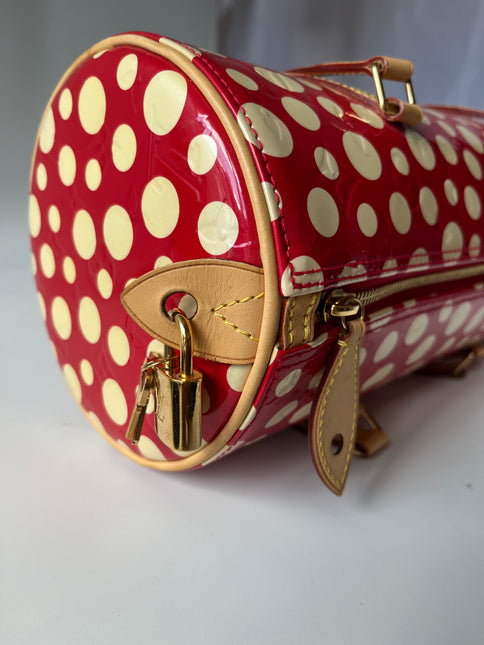 Louis Vuitton x Kusama Papillon 28 Red Polka Dots Patent Leather Handbag