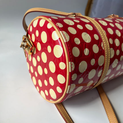 Louis Vuitton x Kusama Papillon 28 Red Polka Dots Patent Leather Handbag