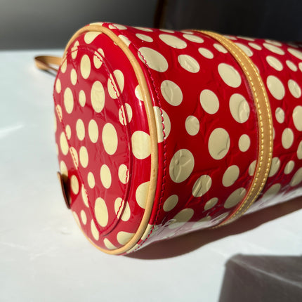 Louis Vuitton x Kusama Papillon 28 Red Polka Dots Patent Leather Handbag