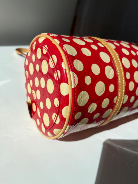 Louis Vuitton x Kusama Papillon 28 Red Polka Dots Patent Leather Handbag