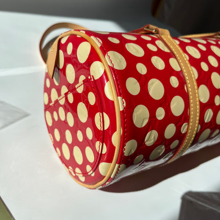 Louis Vuitton x Kusama Papillon 28 Red Polka Dots Patent Leather Handbag