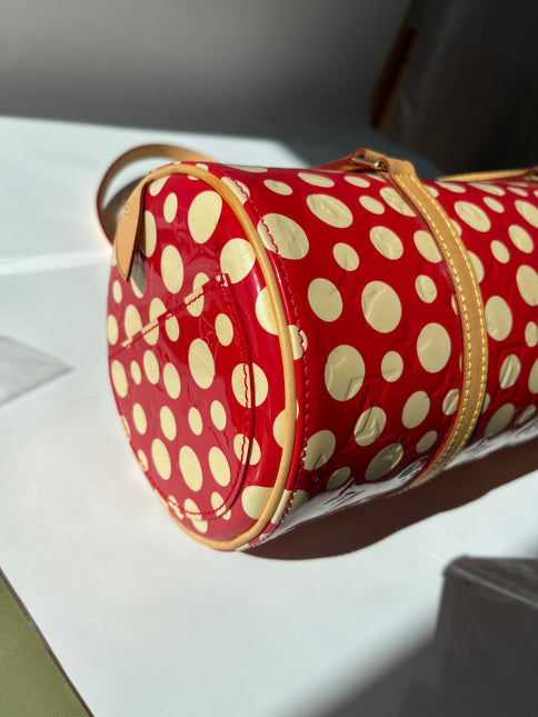 Louis Vuitton x Kusama Papillon 28 Red Polka Dots Patent Leather Handbag
