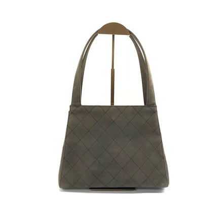 Chanel Kelly Top Handle Bag Olive Green Grey Suede Leather Gold Hardware
