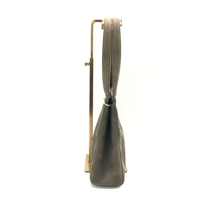 Chanel Kelly Top Handle Bag Olive Green Grey Suede Leather Gold Hardware