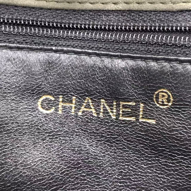 Chanel Kelly Top Handle Bag Olive Green Grey Suede Leather Gold Hardware