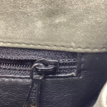Chanel Kelly Top Handle Bag Olive Green Grey Suede Leather Gold Hardware