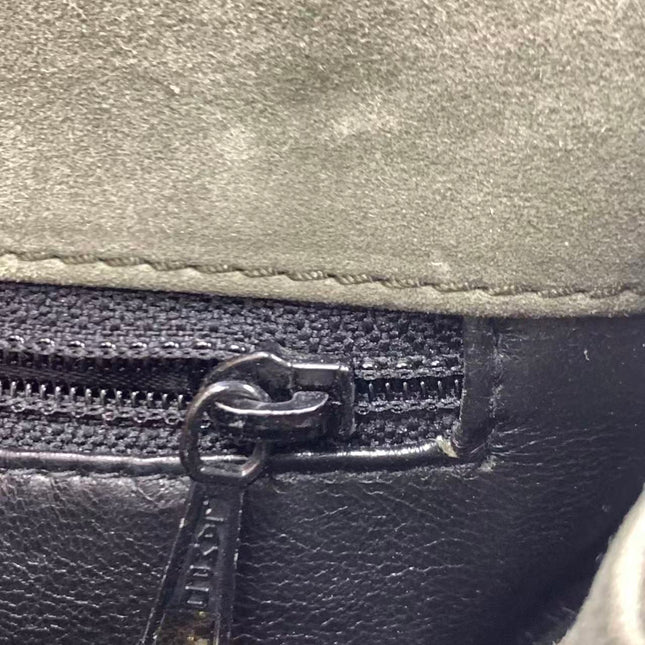Chanel Kelly Top Handle Bag Olive Green Grey Suede Leather Gold Hardware