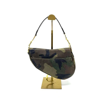 Christian Dior Vintage Saddle Bag Pixelated Calfskin Camouflage Shoulder Bag