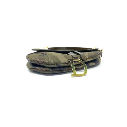 Christian Dior Vintage Saddle Bag Pixelated Calfskin Camouflage Shoulder Bag