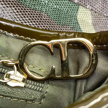 Christian Dior Vintage Saddle Bag Pixelated Calfskin Camouflage Shoulder Bag