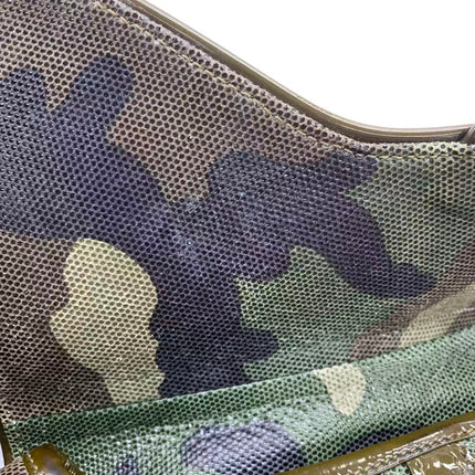 Christian Dior Vintage Saddle Bag Pixelated Calfskin Camouflage Shoulder Bag