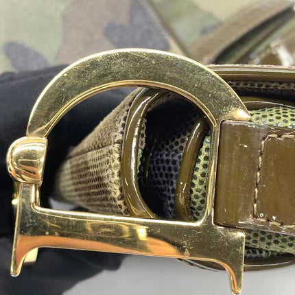 Christian Dior Vintage Saddle Bag Pixelated Calfskin Camouflage Shoulder Bag