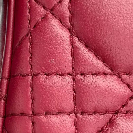 Lady Dior Mini Dark Red Lambskin Leather Gold Chain Strap