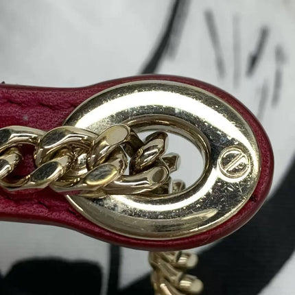 Lady Dior Mini Dark Red Lambskin Leather Gold Chain Strap