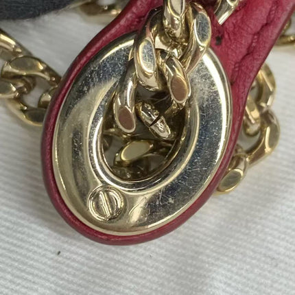 Lady Dior Mini Dark Red Lambskin Leather Gold Chain Strap