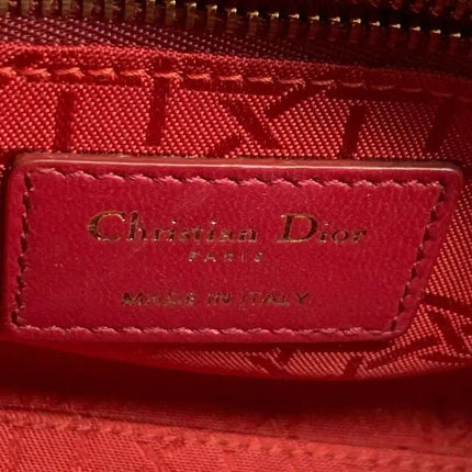 Lady Dior Mini Dark Red Lambskin Leather Gold Chain Strap