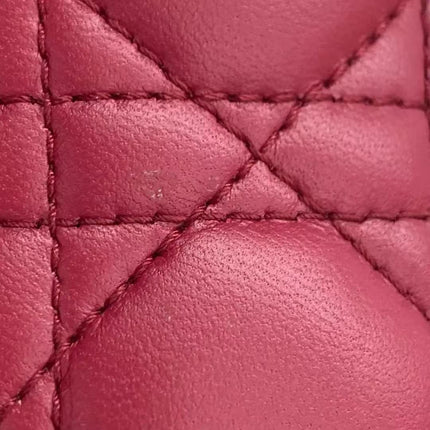 Lady Dior Mini Dark Red Lambskin Leather Gold Chain Strap