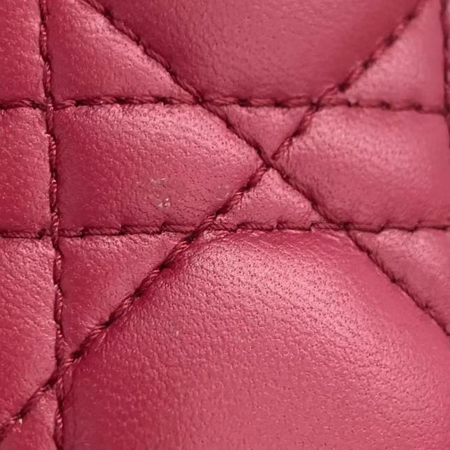 Lady Dior Mini Dark Red Lambskin Leather Gold Chain Strap