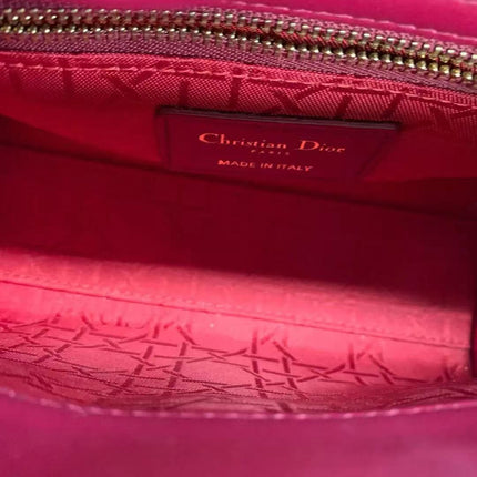 Lady Dior Mini Dark Red Lambskin Leather Gold Chain Strap
