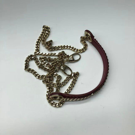 Lady Dior Mini Dark Red Lambskin Leather Gold Chain Strap