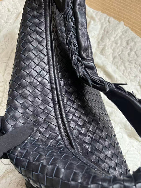 Bottega Veneta Hobo Maxi Midnight Navy Black leather Tiny Fringes 50cm