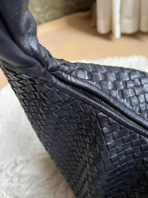 Bottega Veneta Hobo Maxi Midnight Navy Black leather Tiny Fringes 50cm