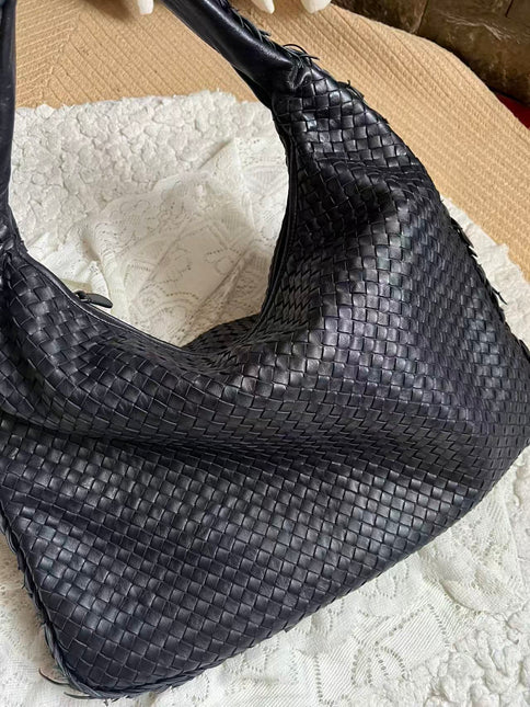 Bottega Veneta Hobo Maxi Midnight Navy Black leather Tiny Fringes 50cm