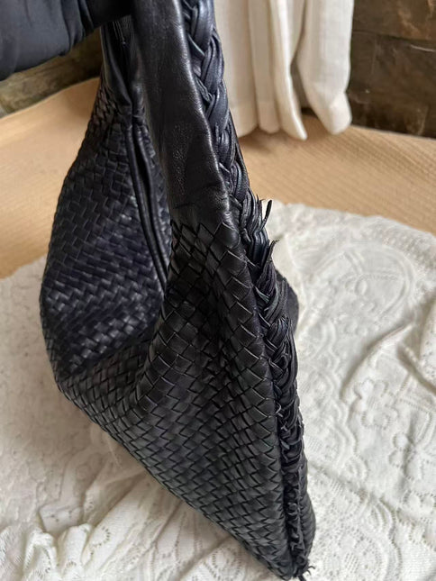 Bottega Veneta Hobo Maxi Midnight Navy Black leather Tiny Fringes 50cm