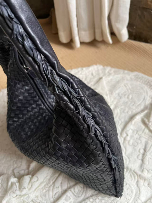 Bottega Veneta Hobo Maxi Midnight Navy Black leather Tiny Fringes 50cm